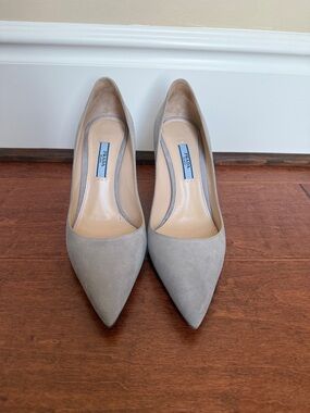 Prada Light Gray Suede Pointed-Toe Pumps